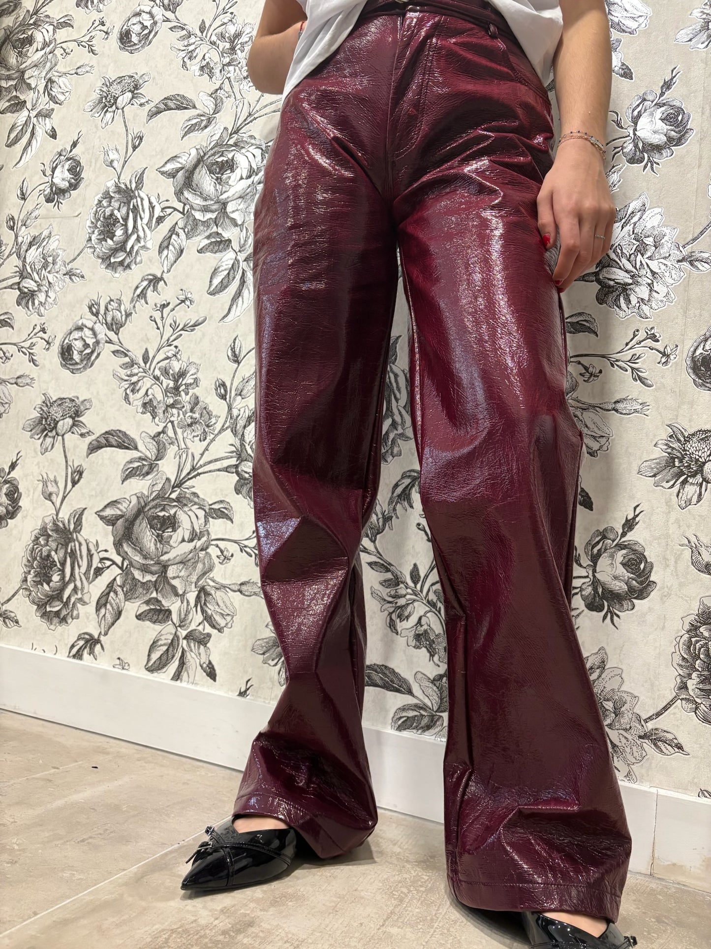 Pantalon simili cuir effet vintage