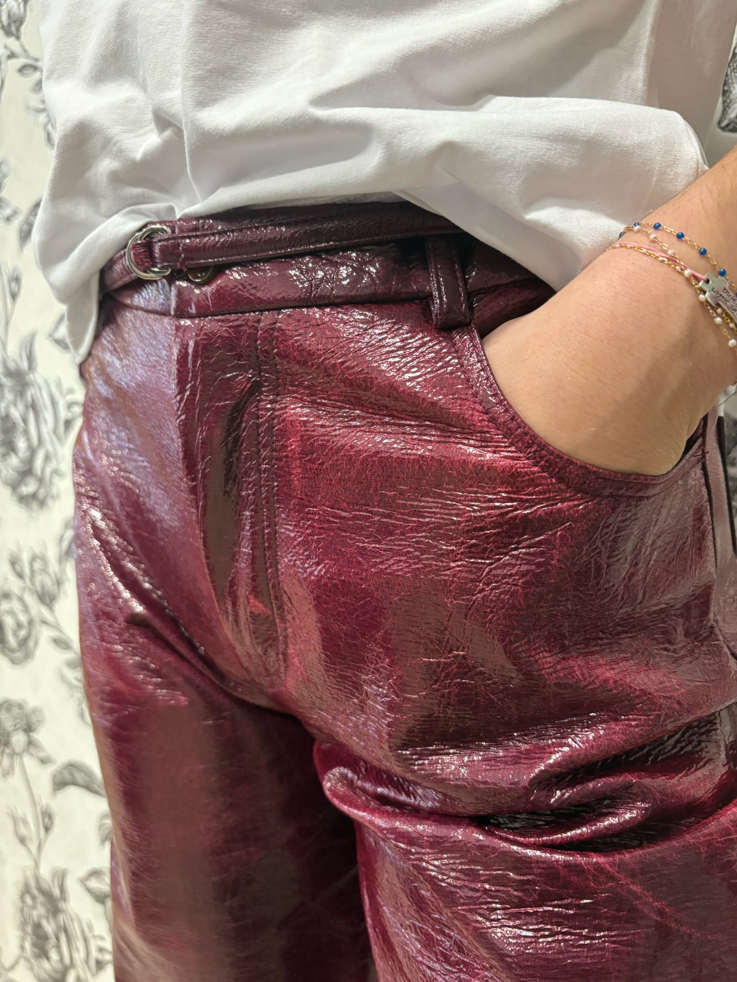 Pantalon simili cuir effet vintage