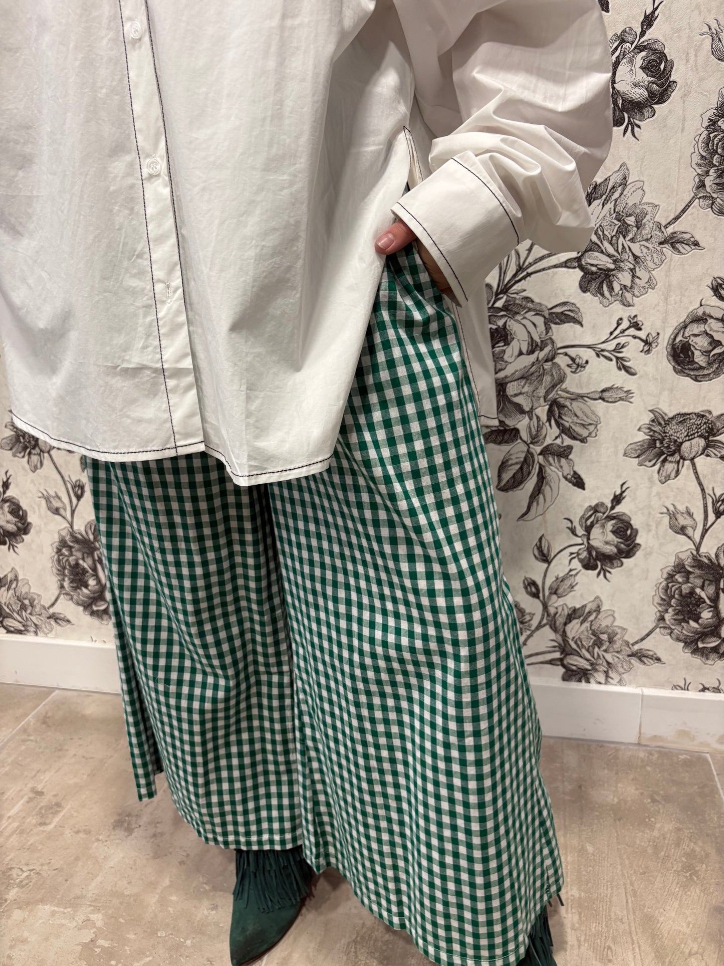 Pantalon à carreaux vert ultra tendance