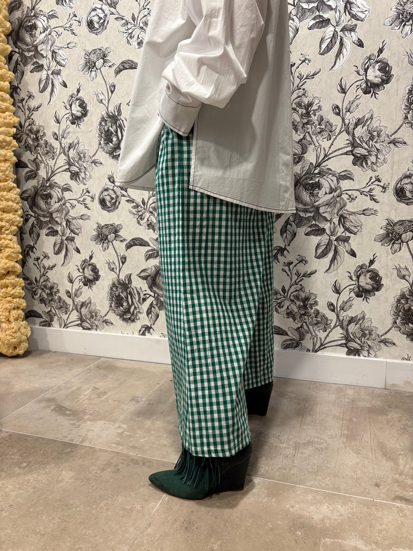 Pantalon à carreaux vert ultra tendance