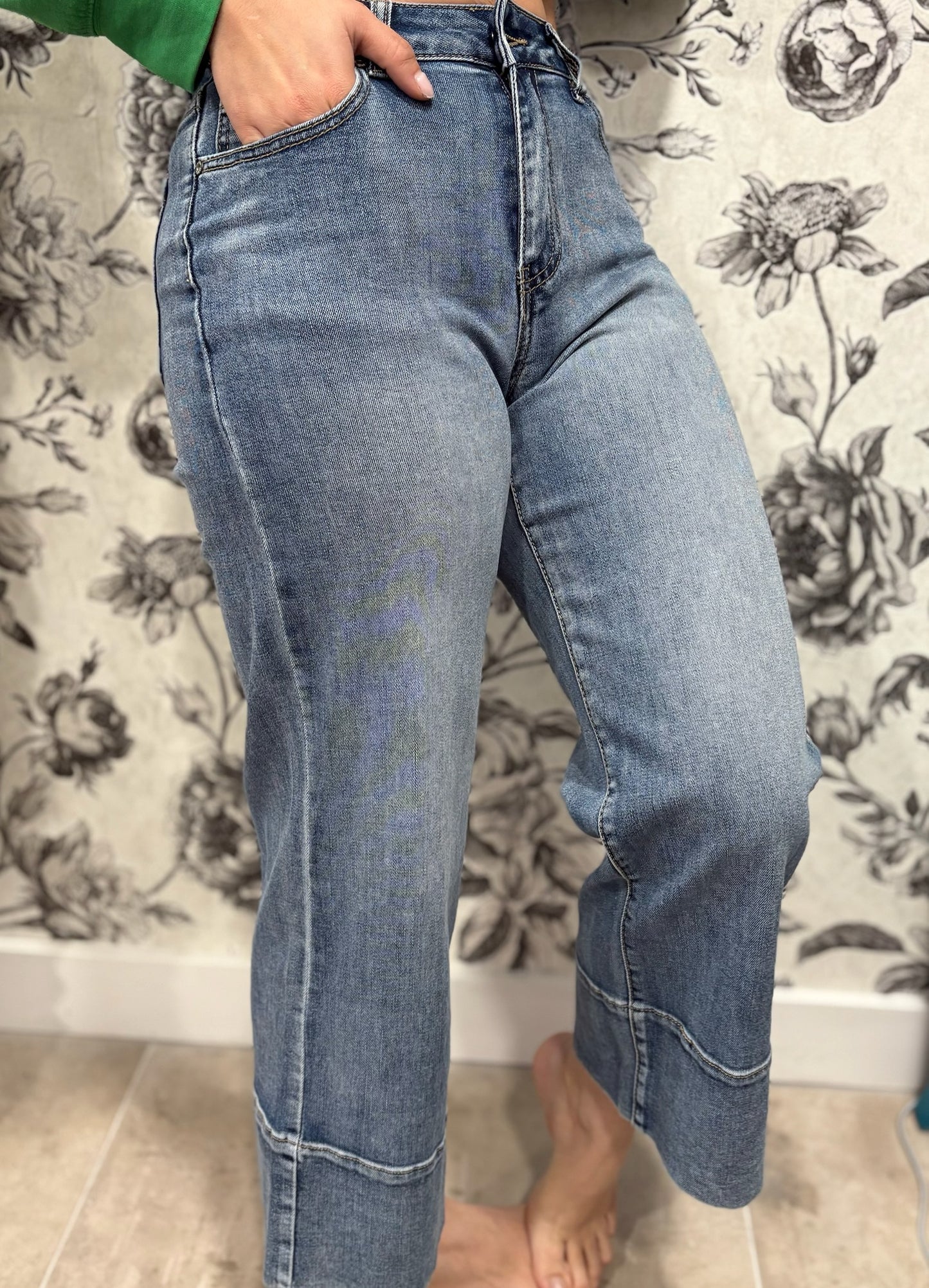 Jean large taille haute
