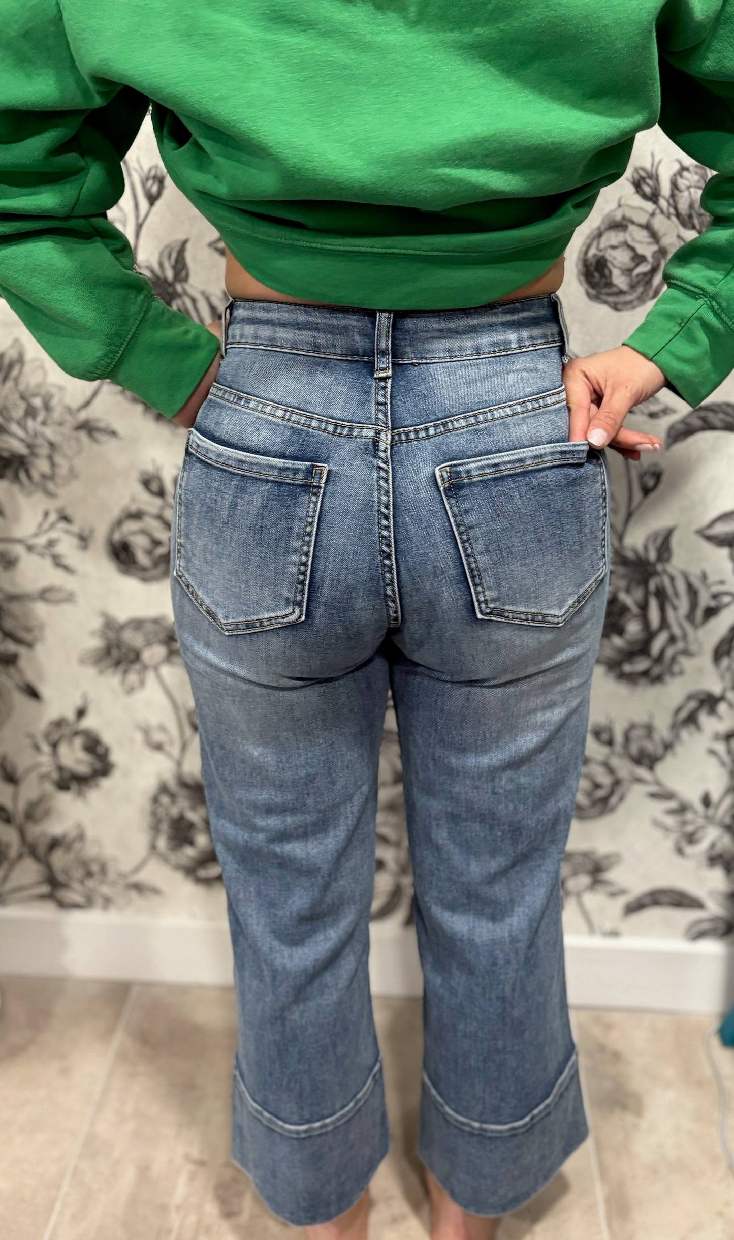 Jean large taille haute