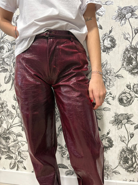 Pantalon simili cuir effet vintage